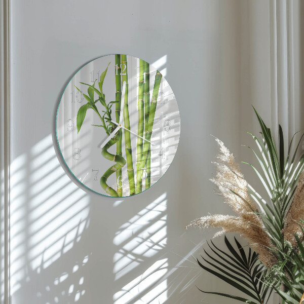 Glas wanduhr Bambus