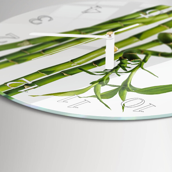 Glas wanduhr Bambus