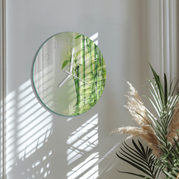 Glas wanduhr Bambus