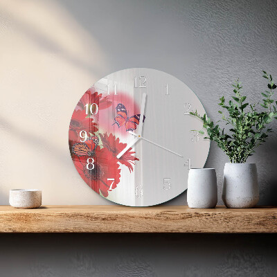 Glas wanduhr Gerbera