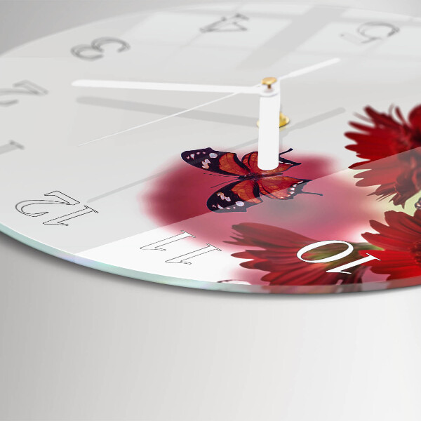 Glas wanduhr Gerbera
