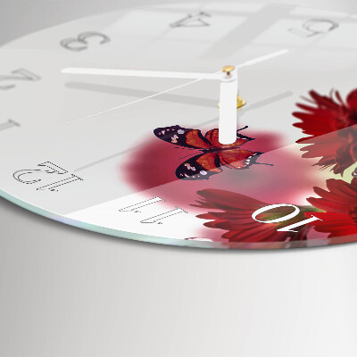 Glas wanduhr Gerbera