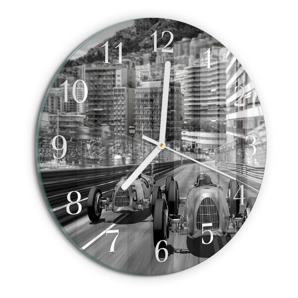 Glas wanduhr Rennwagen