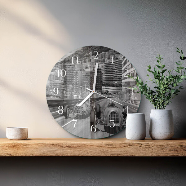 Glas wanduhr Rennwagen