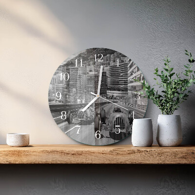 Glas wanduhr Rennwagen