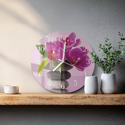 Glas wanduhr Orchidee