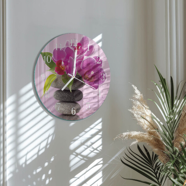 Glas wanduhr Orchidee