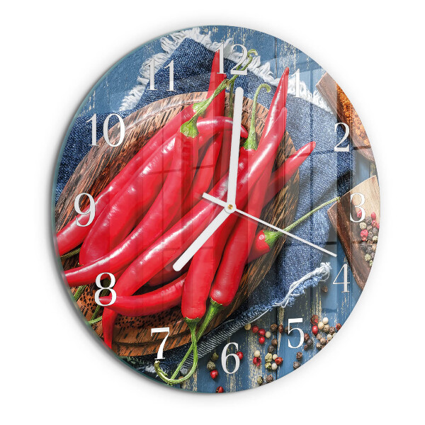 Glas wanduhr Chili-Pfeffer