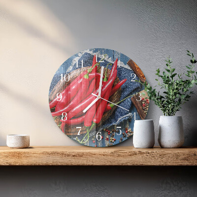 Glas wanduhr Chili-Pfeffer