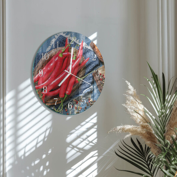 Glas wanduhr Chili-Pfeffer