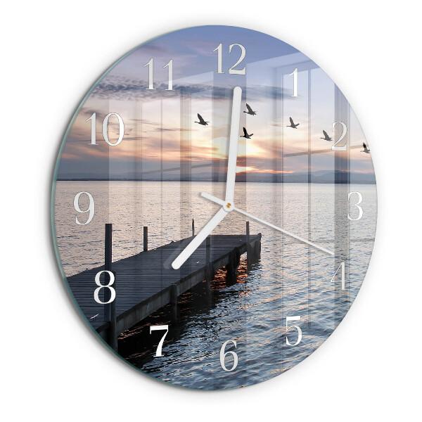 Glas wanduhr Vögel am See