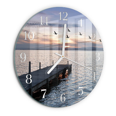 Glas wanduhr Vögel am See