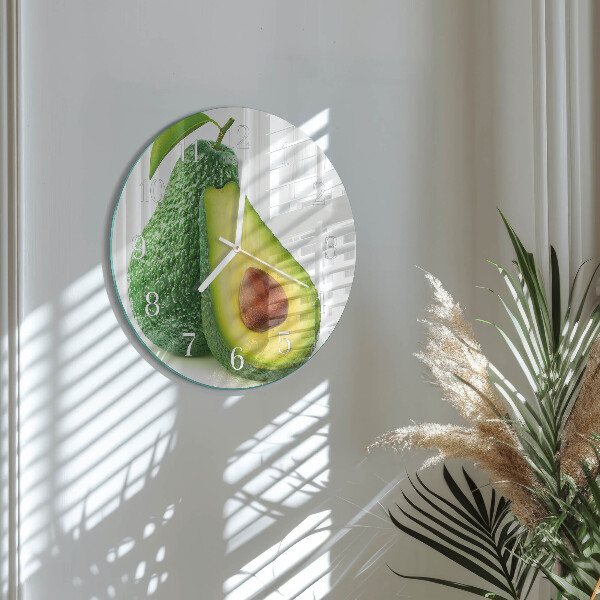 Glas wanduhr Avocado