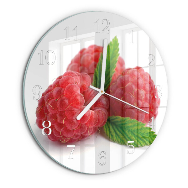 Glas wanduhr Himbeeren
