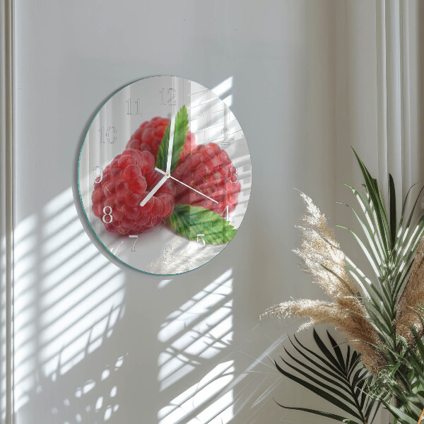 Glas wanduhr Himbeeren