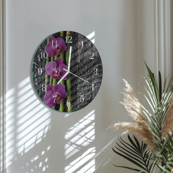 Glas wanduhr Orchidee