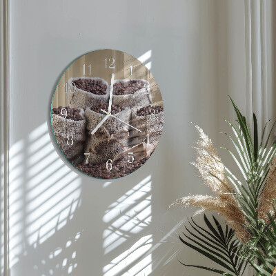 Glas wanduhr Kaffeebohnen