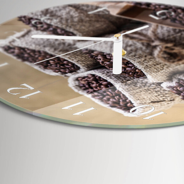 Glas wanduhr Kaffeebohnen