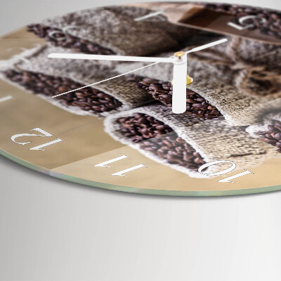 Glas wanduhr Kaffeebohnen