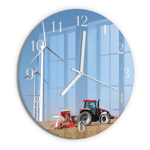 Glas wanduhr Traktorenfeld