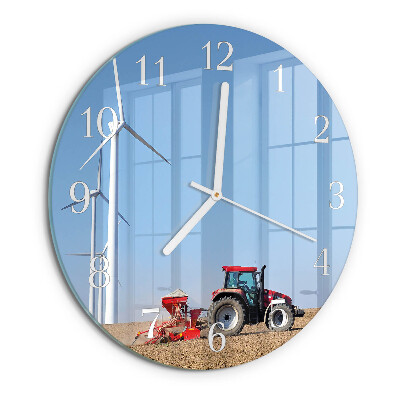 Glas wanduhr Traktorenfeld