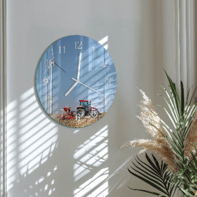Glas wanduhr Traktorenfeld