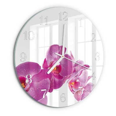 Glas wanduhr Orchidee