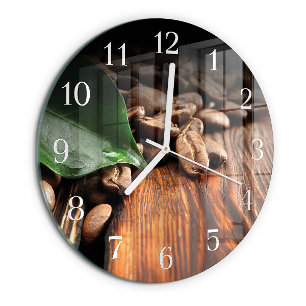 Glas wanduhr Kaffeebohnen