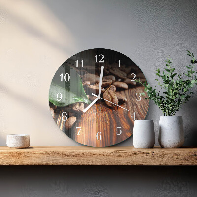 Glas wanduhr Kaffeebohnen