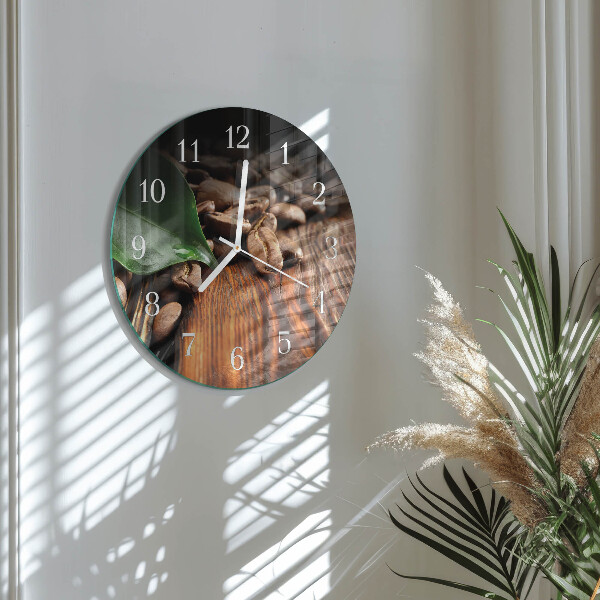 Glas wanduhr Kaffeebohnen