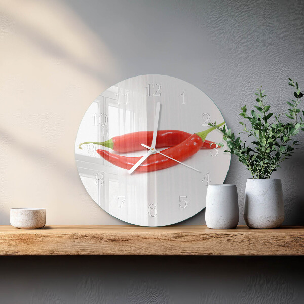 Glas wanduhr Chili-Pfeffer