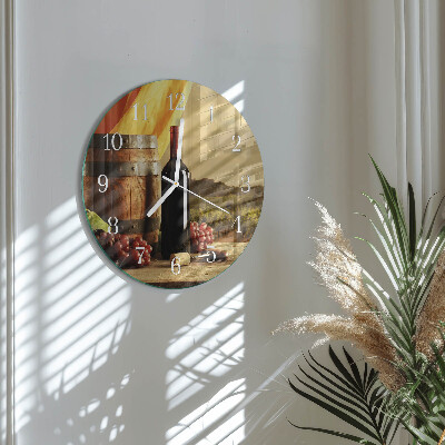Glas wanduhr Weinfass
