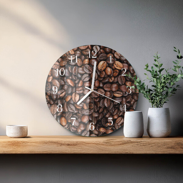Glas wanduhr Kaffeebohnen
