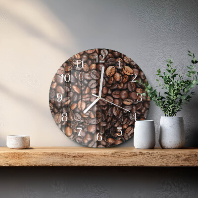 Glas wanduhr Kaffeebohnen