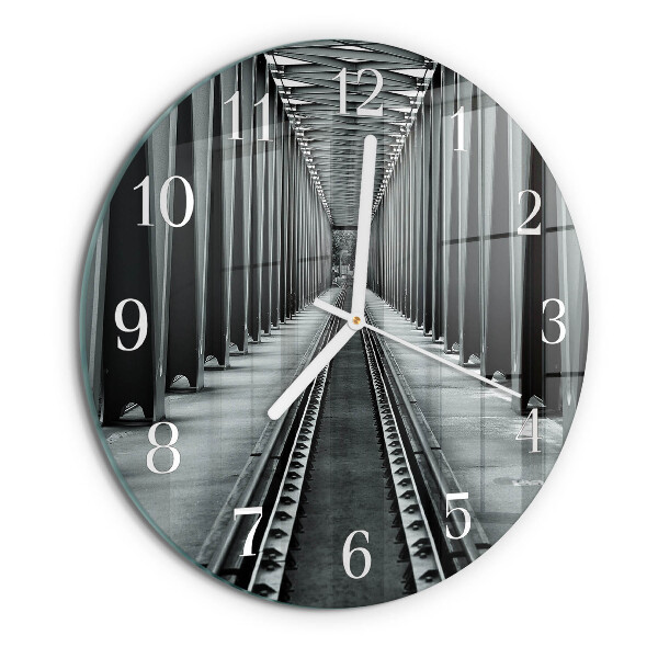 Glas wanduhr Eisenbahnschienen