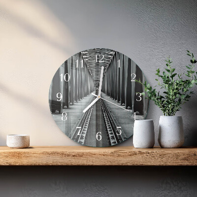 Glas wanduhr Eisenbahnschienen
