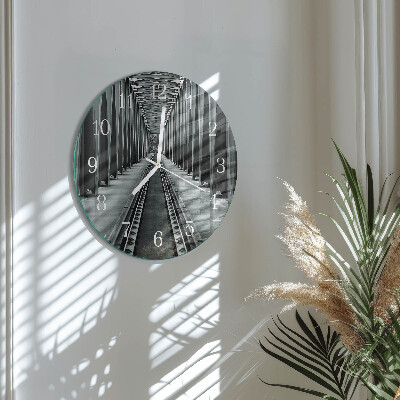 Glas wanduhr Eisenbahnschienen