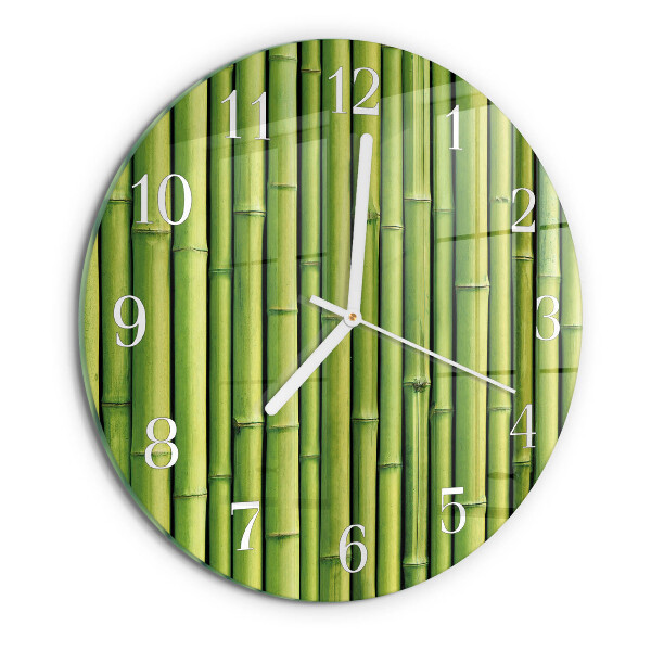 Glas wanduhr Bambus