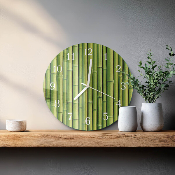 Glas wanduhr Bambus