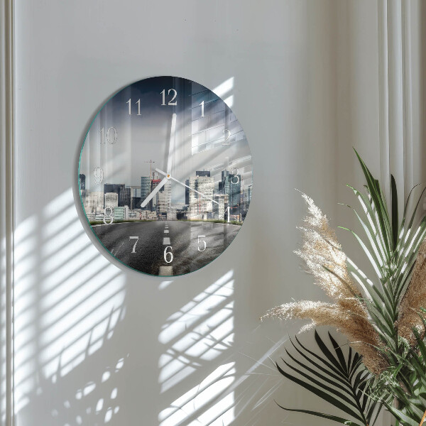Glas wanduhr Road City