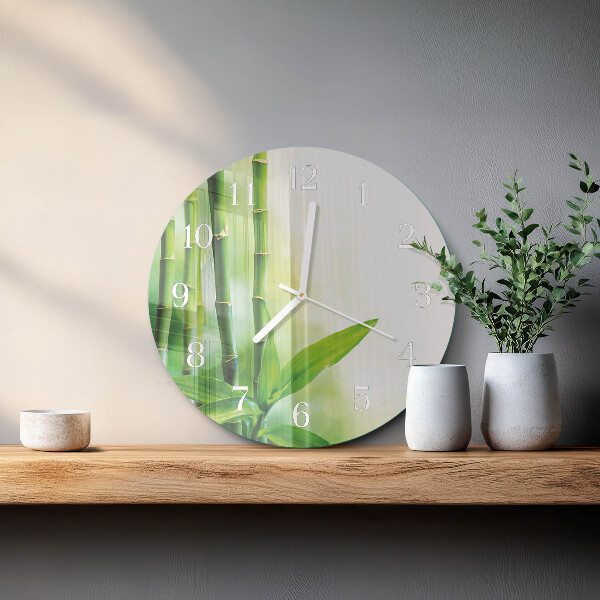 Glas wanduhr Bambus
