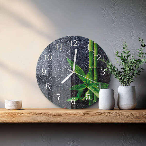Glas wanduhr Tropfen und Bambus