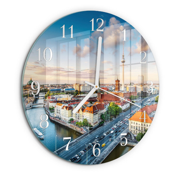Glas wanduhr Stadt Fluss