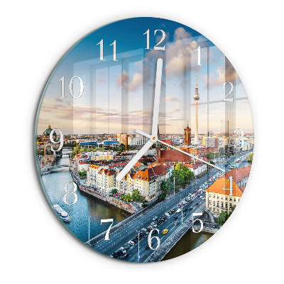 Glas wanduhr Stadt Fluss