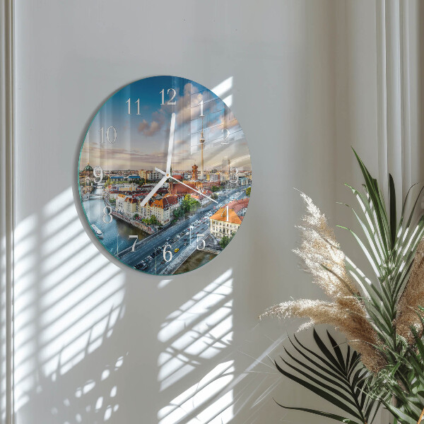 Glas wanduhr Stadt Fluss
