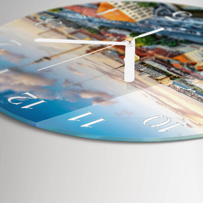 Glas wanduhr Stadt Fluss