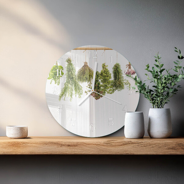 Glas wanduhr Kräuter