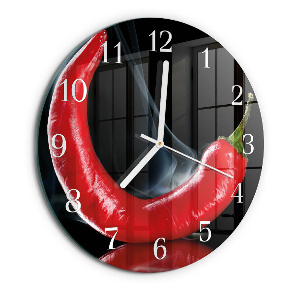 Glas wanduhr Chili-Pfeffer