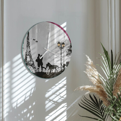 Glas wanduhr Liebe zu Paris