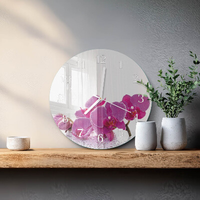 Glas wanduhr Orchidee
